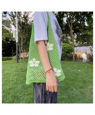 Fairycore Tote Bag Crochet Hobo Bag Y2K Aesthetic Flower Shoulder Bag Fairy Grunge Hollow Out Alt Purse Accessories Green $11...