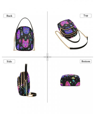 Women's Crossbody Handbags Clutch Phone Purse Psychedelic Cat Stylish Shoulder Bag with Detachable Chain Strap $15.59 Shoulde...