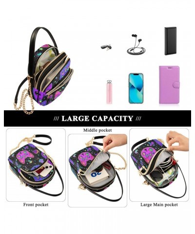 Women's Crossbody Handbags Clutch Phone Purse Psychedelic Cat Stylish Shoulder Bag with Detachable Chain Strap $15.59 Shoulde...