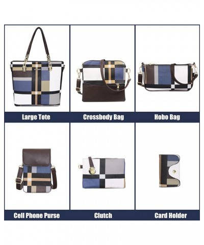 Purses and Handbags for Women Synthetic Leather Tote Crossbody Bags Satchel Purses Set 6pcs 1a-blue $25.92 Totes