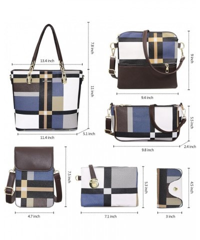 Purses and Handbags for Women Synthetic Leather Tote Crossbody Bags Satchel Purses Set 6pcs 1a-blue $25.92 Totes