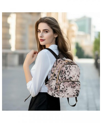 Women Backpack Wildlife Leopard Pink Art Anti-Theft Travel Backpack with Luggage Belt Durable Lightweight Handbag Lady Purse ...