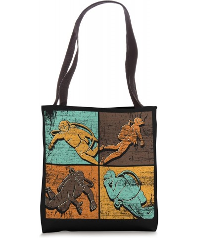 Underwater Swimming Scuba Diver Pop Art Ocean Diving Tote Bag $14.83 Totes