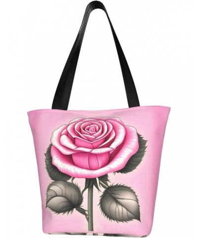 Beautiful Pink Roses Classic Printed Design,Large-Capacity Lightweight Quilted Handbag,Suitable For Shopping,Fitness,Fashiona...