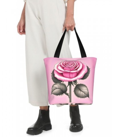 Beautiful Pink Roses Classic Printed Design,Large-Capacity Lightweight Quilted Handbag,Suitable For Shopping,Fitness,Fashiona...