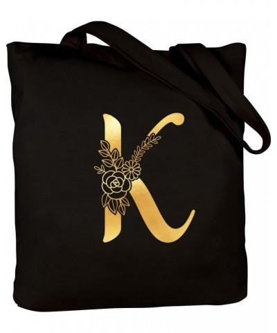 Monogrammed Gifts for Women Initial K Personalized Gifts Black Tote Bag for Wedding Bridesmaids Gifts Teacher Appreciation Gi...