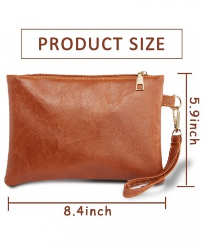 Wristlet Clutch Purses for Women Leather Wallet Purses Brown Small Purse Wristlet Wallet for Women Ladies Gifts 22 $6.88 Wris...