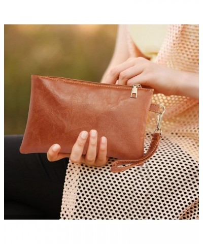 Wristlet Clutch Purses for Women Leather Wallet Purses Brown Small Purse Wristlet Wallet for Women Ladies Gifts 22 $6.88 Wris...