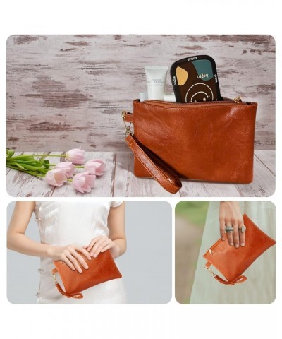 Wristlet Clutch Purses for Women Leather Wallet Purses Brown Small Purse Wristlet Wallet for Women Ladies Gifts 22 $6.88 Wris...