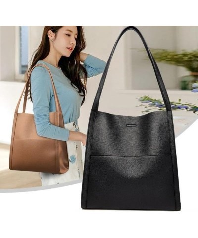 Solid Color Simple Genuine Leather Shoulder Bag,2023 Custom Leather Shoulder Bag,Large Capacity Tote Handbags, Shoulder Bag B...