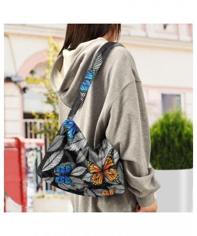 Leaves Butterfly Shoulder Tote Bags for Women Furry Crossbody bag Hobo Handbag Purses for Traveling Working Shopping $9.87 Totes