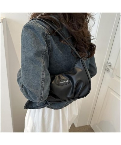 Y2K Underarm Bags, Women's Underarm Purses Silver Bag Single Shoulder Crossbody Bag Wrinkly Armpit Crescent Bag Black $9.87 T...