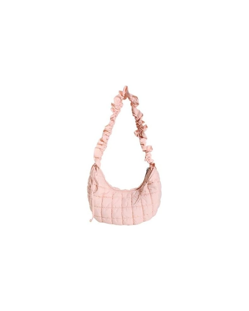 Women Small Puffer Hobo Bag Quilted Crossbody Bag Down Shoulder Bag Casual Handbag Daily Purse Pink $10.80 Totes