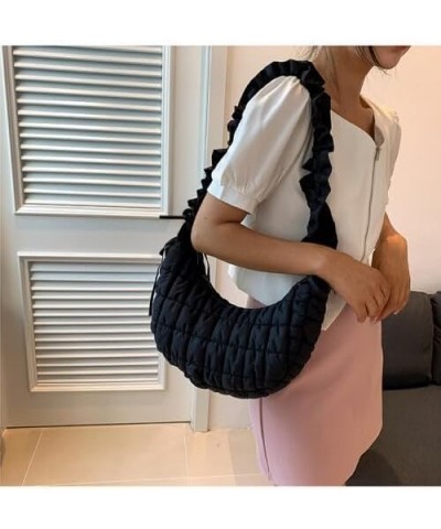 Women Small Puffer Hobo Bag Quilted Crossbody Bag Down Shoulder Bag Casual Handbag Daily Purse Pink $10.80 Totes