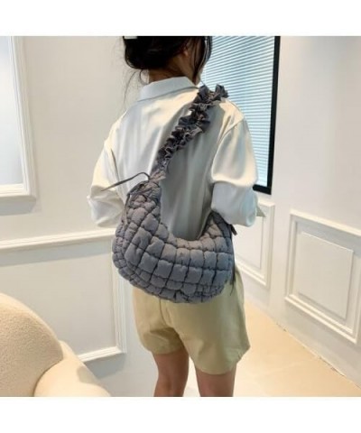 Women Small Puffer Hobo Bag Quilted Crossbody Bag Down Shoulder Bag Casual Handbag Daily Purse Pink $10.80 Totes