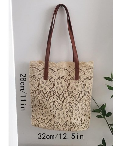 Women Fashion Lace Shoulder Bag Large Capacity Handbag Bucket Bags Purse White $13.23 Totes