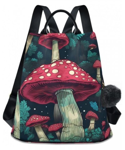 Red Mushroom in Night Forest Backpack Purse for Women Travel Casual Daypack College Bookbag Work Business Ladies Shoulder Bag...