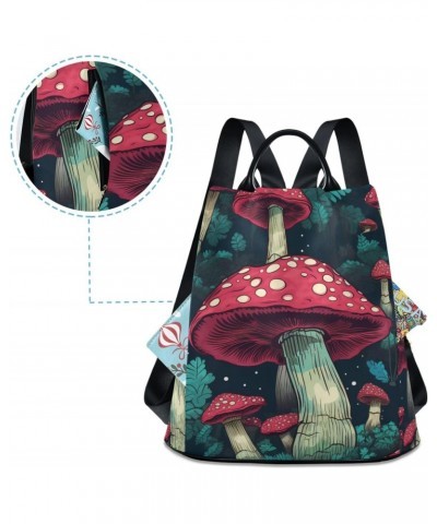 Red Mushroom in Night Forest Backpack Purse for Women Travel Casual Daypack College Bookbag Work Business Ladies Shoulder Bag...