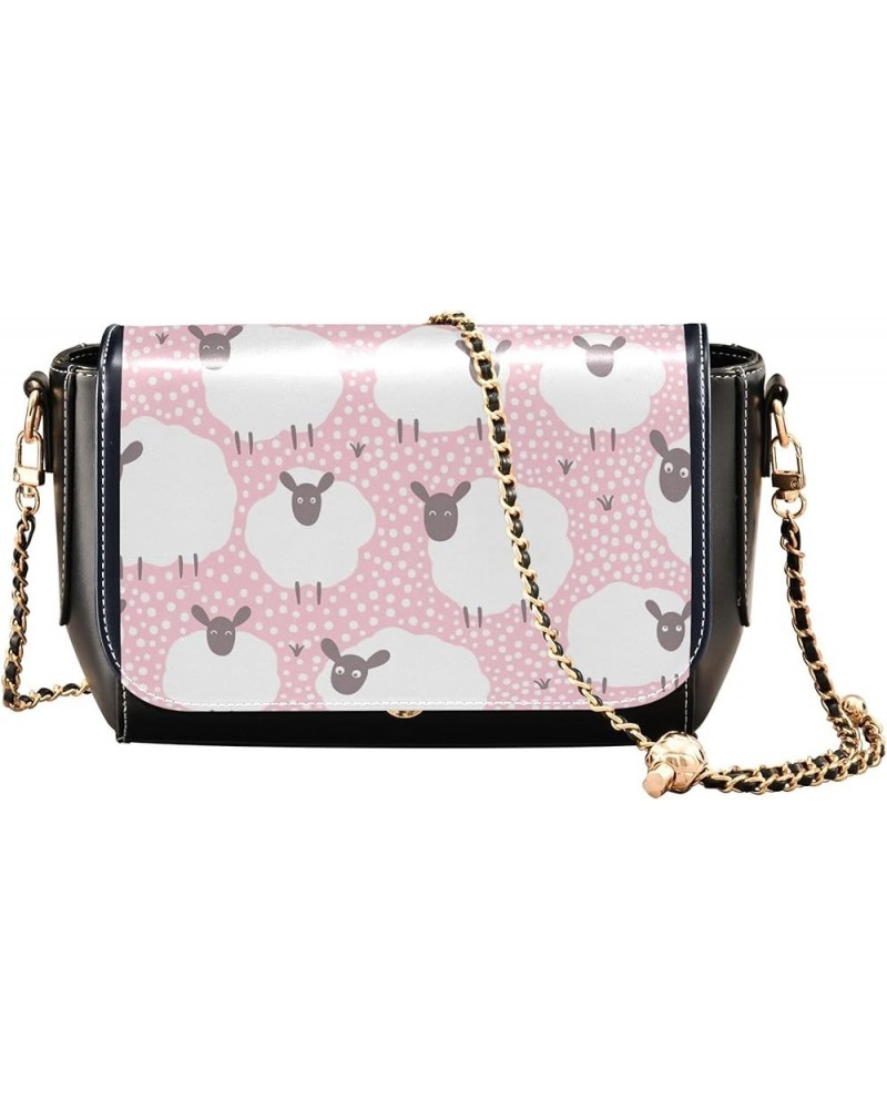 Llama Alpaca Cactus Cute Shoulder Leather Bags Black Women Crossbody Bag Purses Phone Handbags with Chain Strap Cute Sheep An...