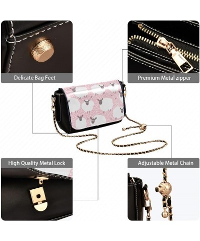 Llama Alpaca Cactus Cute Shoulder Leather Bags Black Women Crossbody Bag Purses Phone Handbags with Chain Strap Cute Sheep An...