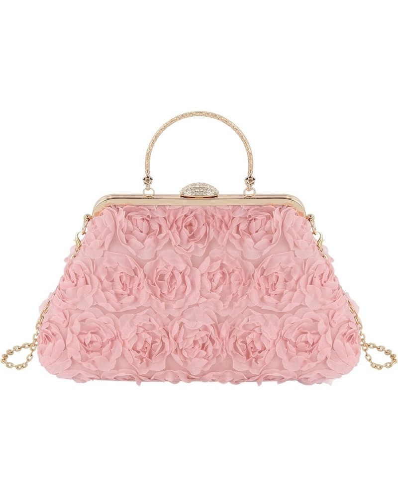 Women's Elegant Bride Evening Party Bag Rose Clutch Handbag Messenger Purse Bag (06205 Pink) 07646 Pink $24.29 Totes