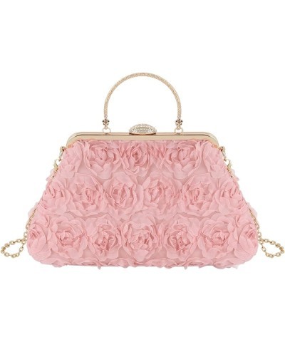 Women's Elegant Bride Evening Party Bag Rose Clutch Handbag Messenger Purse Bag (06205 Pink) 07646 Pink $24.29 Totes