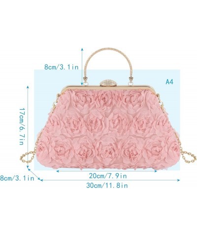 Women's Elegant Bride Evening Party Bag Rose Clutch Handbag Messenger Purse Bag (06205 Pink) 07646 Pink $24.29 Totes