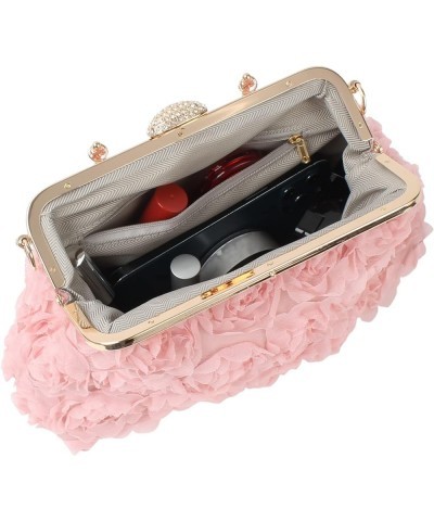 Women's Elegant Bride Evening Party Bag Rose Clutch Handbag Messenger Purse Bag (06205 Pink) 07646 Pink $24.29 Totes