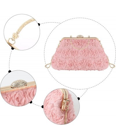 Women's Elegant Bride Evening Party Bag Rose Clutch Handbag Messenger Purse Bag (06205 Pink) 07646 Pink $24.29 Totes