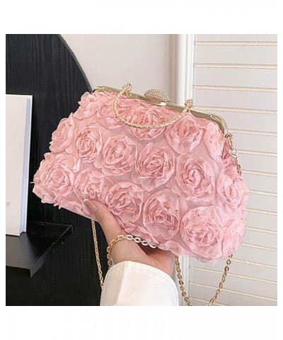 Women's Elegant Bride Evening Party Bag Rose Clutch Handbag Messenger Purse Bag (06205 Pink) 07646 Pink $24.29 Totes