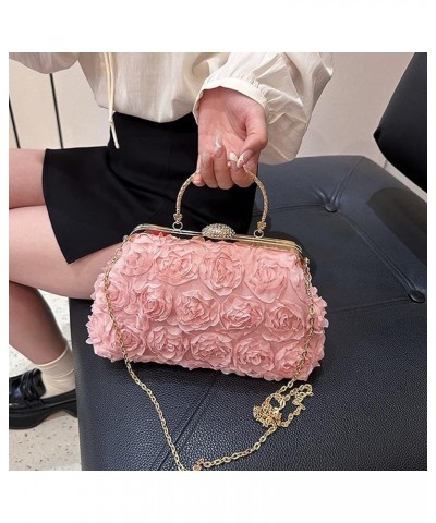 Women's Elegant Bride Evening Party Bag Rose Clutch Handbag Messenger Purse Bag (06205 Pink) 07646 Pink $24.29 Totes