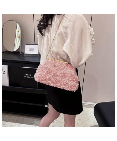 Women's Elegant Bride Evening Party Bag Rose Clutch Handbag Messenger Purse Bag (06205 Pink) 07646 Pink $24.29 Totes