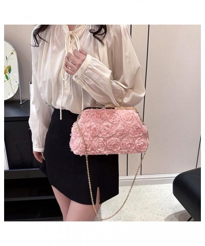 Women's Elegant Bride Evening Party Bag Rose Clutch Handbag Messenger Purse Bag (06205 Pink) 07646 Pink $24.29 Totes