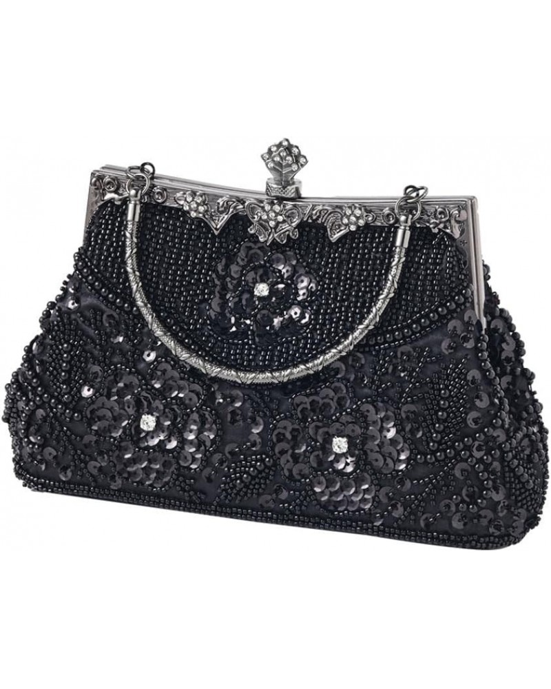 Evening Clutch Purse for Women - Crystal and Sequins Top Handle Bags - Elegant Crossbody Bag for Wedding Party Prom Black $12...