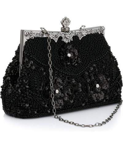 Evening Clutch Purse for Women - Crystal and Sequins Top Handle Bags - Elegant Crossbody Bag for Wedding Party Prom Black $12...