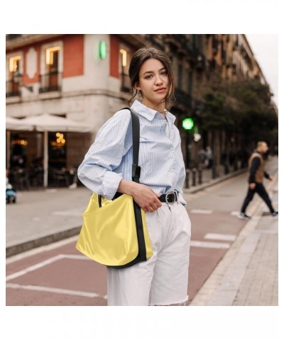 Hobo Shoulder Bag for Women Men PU Leather Crossbody Bag Slouchy Tote Handbags for Working Shopping Traveling Lemon Yellow $1...