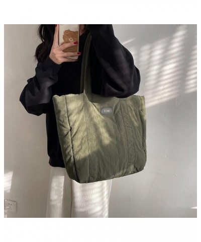 Puffer Tote Bag Puffy Purse for Women Lightweight Nylon Shoulder Bag Padding Hobo Handbag A03-green $14.30 Totes