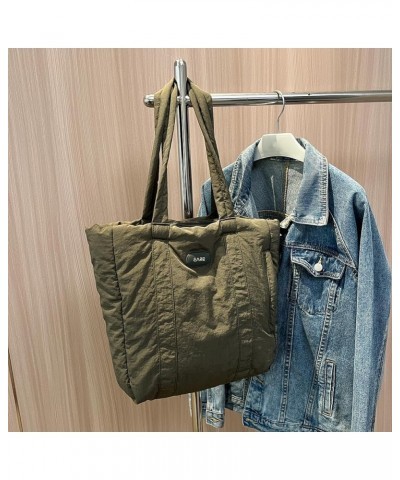 Puffer Tote Bag Puffy Purse for Women Lightweight Nylon Shoulder Bag Padding Hobo Handbag A03-green $14.30 Totes