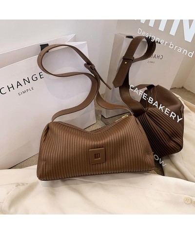 PU Leather Hobo Shoulder Handbag Adjustable Strap Dumpling Bag Crossbody Bag For Women Coffee $12.00 Totes