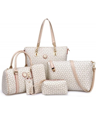 Women Handbag Set 6 Pcs PU Leather Tote Purse Multi-purpose Classic Shoulder Bag Top Handle Bag Satchel(Coffee) Off-white $47...