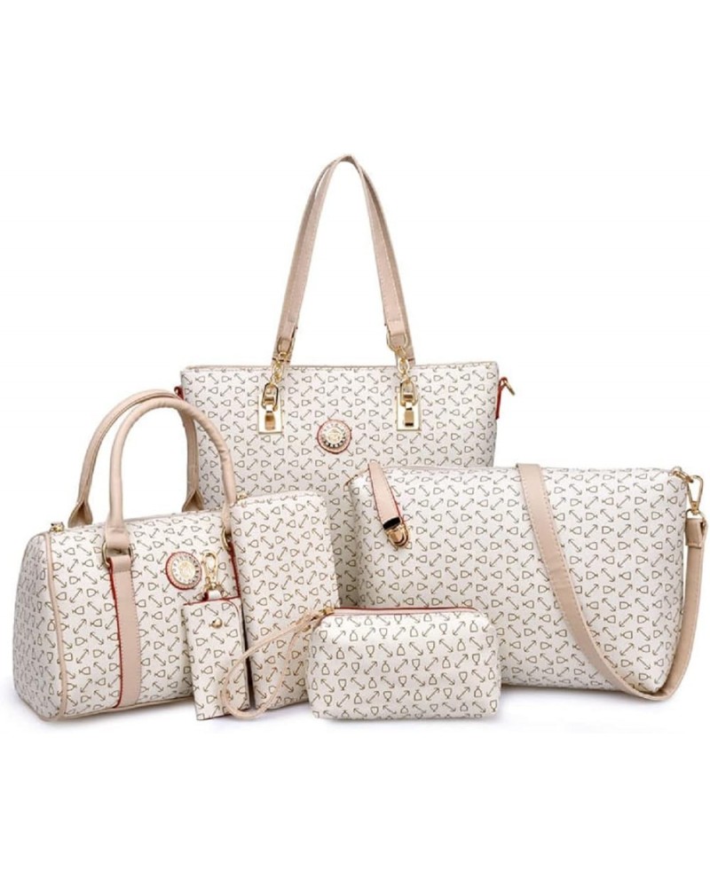 Women Handbag Set 6 Pcs PU Leather Tote Purse Multi-purpose Classic Shoulder Bag Top Handle Bag Satchel(Coffee) Off-white $47...