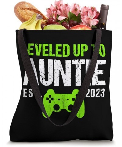 Leveled Up To Auntie Est 2023 - Funny New Aunt Gamer Vintage Tote Bag $11.00 Totes