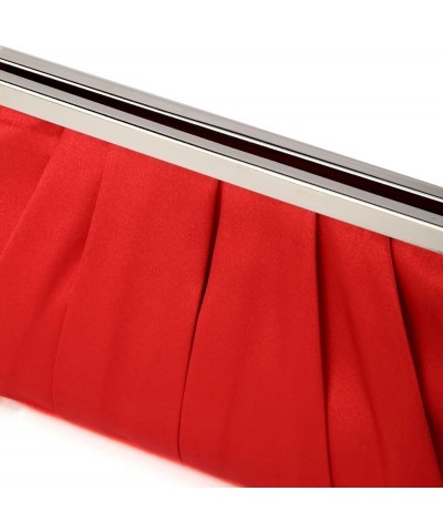 Elegant Evening Clutch Pleated Satin Bridal Purse Party Prom Banquet Handbag Shoulder Bag Red $10.32 Evening Bags