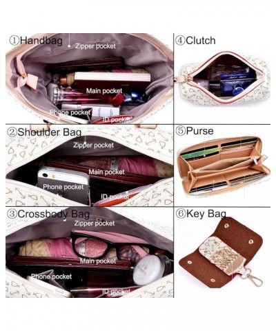 Women Handbag Set 6 Pcs PU Leather Tote Purse Multi-purpose Classic Shoulder Bag Top Handle Bag Satchel(Coffee) Off-white $47...