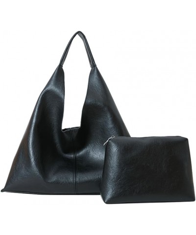 Tote Bags for Women Vegan Leather 2pcs Top Handle Satchel Purse Oversized Shoulder Handbag Hobo Bags Black $16.94 Totes