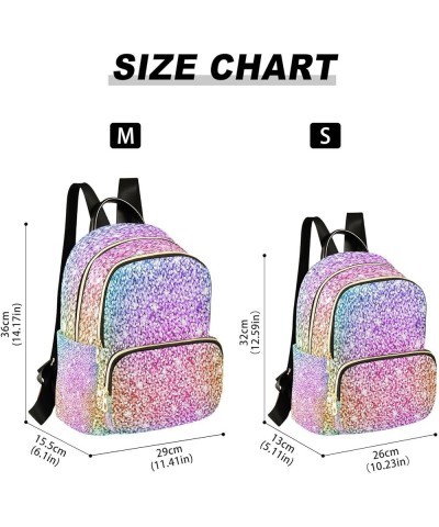 Backpack Purse for Women Multicolor Glitter Rainbow, Mini Fashion Backpack Lightweight Casual Daypack Shoulder Bag Travel Bac...