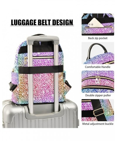 Backpack Purse for Women Multicolor Glitter Rainbow, Mini Fashion Backpack Lightweight Casual Daypack Shoulder Bag Travel Bac...