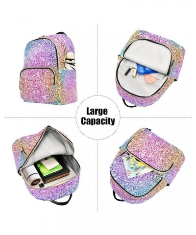 Backpack Purse for Women Multicolor Glitter Rainbow, Mini Fashion Backpack Lightweight Casual Daypack Shoulder Bag Travel Bac...