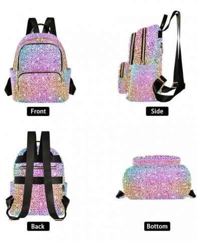 Backpack Purse for Women Multicolor Glitter Rainbow, Mini Fashion Backpack Lightweight Casual Daypack Shoulder Bag Travel Bac...