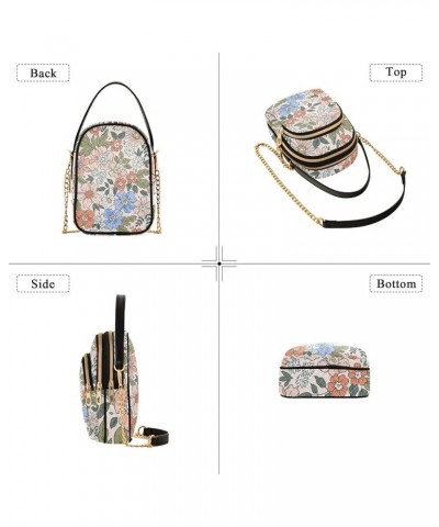 Elegant Floral Colorful Small Wallet Phone Bag PU Leather One Shoulder Purse Women Quilted Ladies Crossbody Bag Floral Colorf...